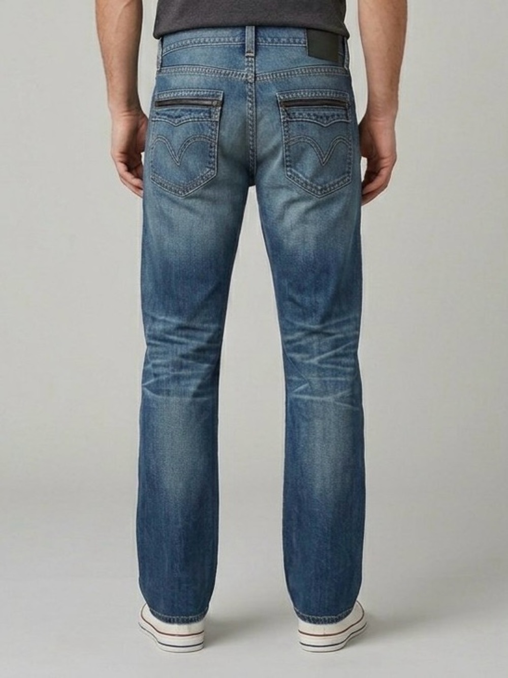 Vintage LEVI'S 514 Jeans Slim Straight 36 x 30 Leather Trim & Multicolor Threads - Picture 2 of 14